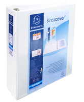 Exacompta Kreacover Presentation Ring Binder Polypropylene 90mm Spine 4 D-Ring A4+ 60mm Rings White (Pack 10) - 51845E